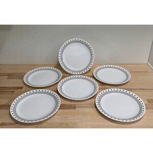 Set of 6 Corelle “City Block” Pattern in Black and White 10.25" Dinner Plates
